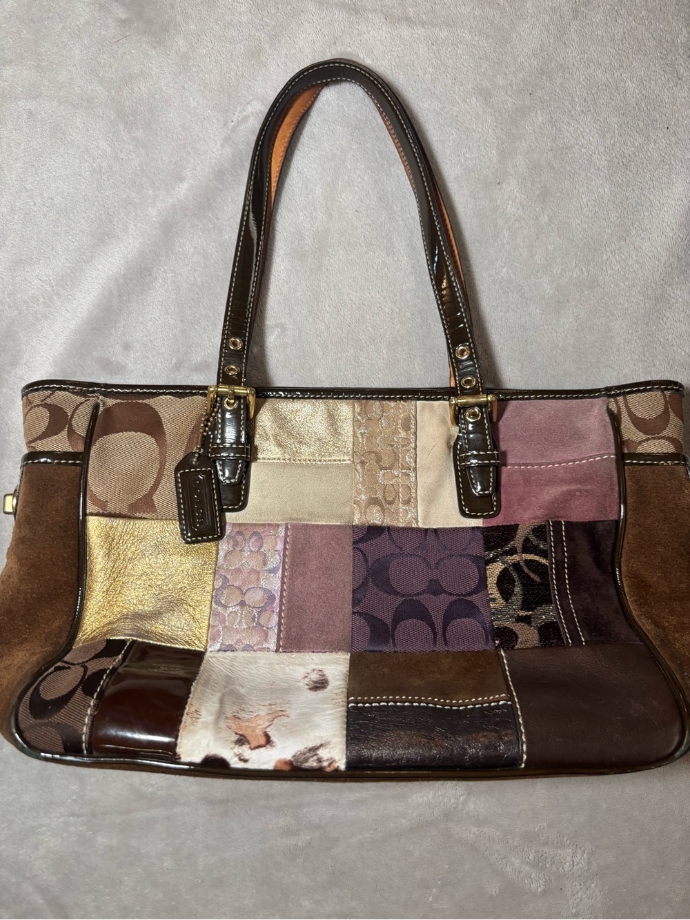 Vintage Coach Patchwork Tote Shoulder Bag